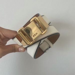 Lauren Ralph Lauren RLL White and Gold Belt Medium M